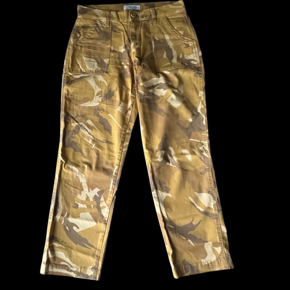 Lucky Brand Mustard Yellow Camo Print Boyfriend Utility Pants size 26